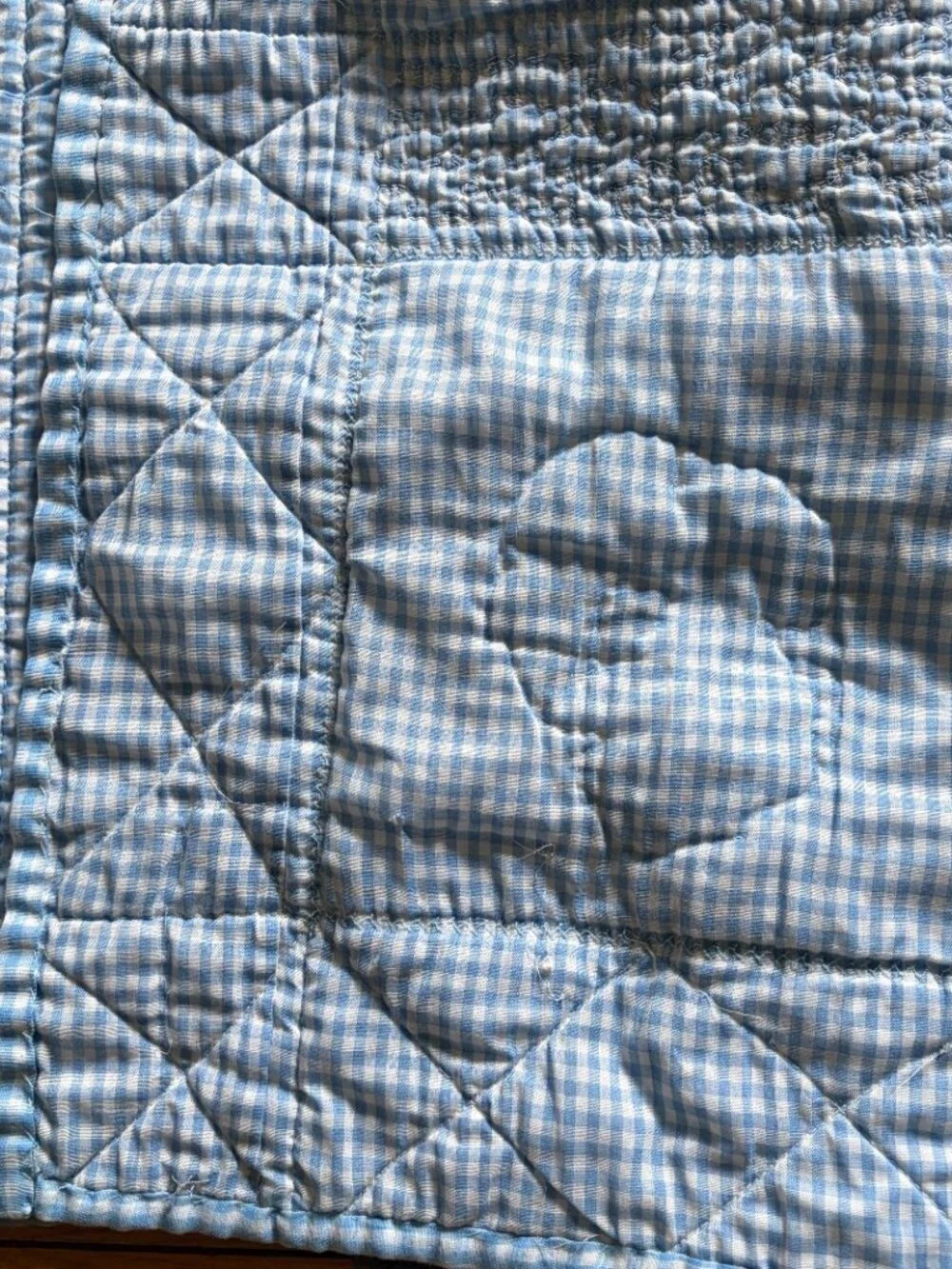 Baby Quilt Vintage Handmade Cross Stitched Hand Stitched 34” x 44” Vintage
